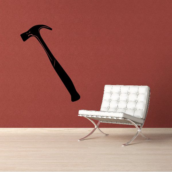 Claw hammer silhouette wall decal, black outline