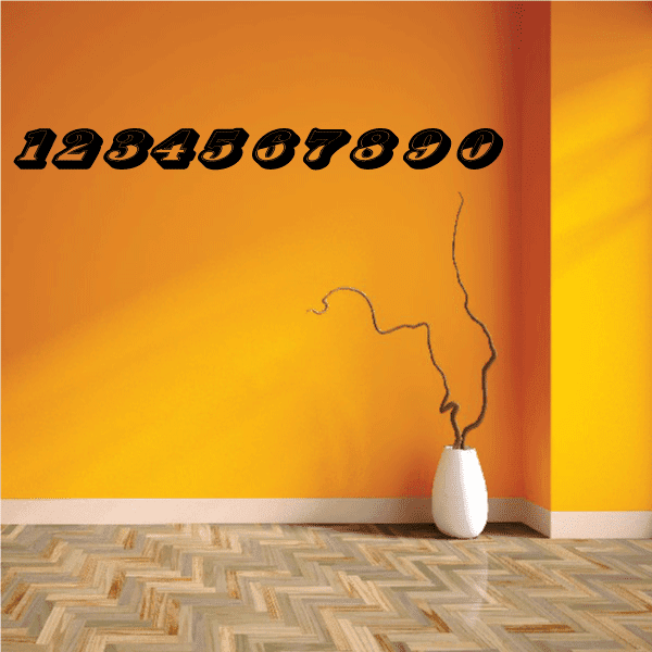 Race number decal with black 1984567890 digits