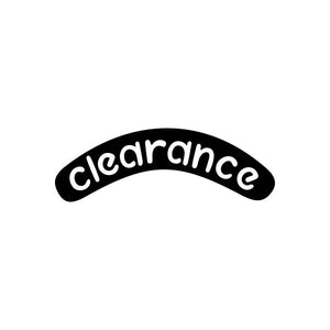 Clearance vinyl decal sticker with arched white lettering on black backing