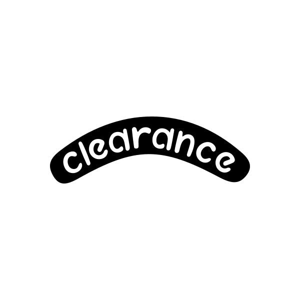 Clearance vinyl decal sticker with arched white lettering on black backing
