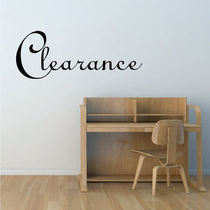 Clearance wall decal in black cursive lettering