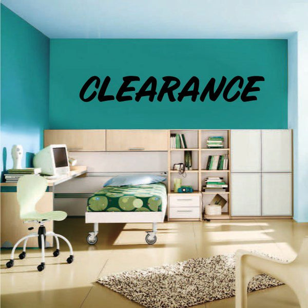 Clearance vinyl wall decal with black cursive lettering