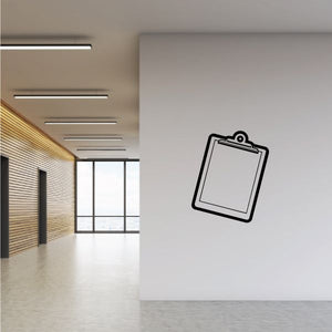 Clipboard outline vinyl wall decal with clip at top, black
