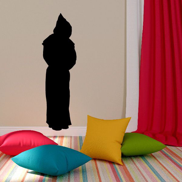 Black cloaked monk decal silhouette