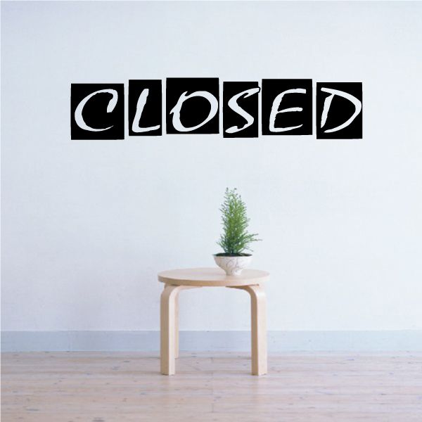 Black closed vinyl wall decal with stylized lowercase lettering