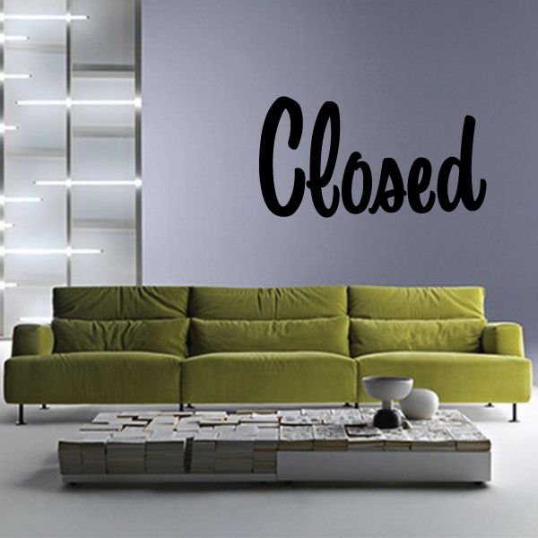 Black Closed wall decal lettering