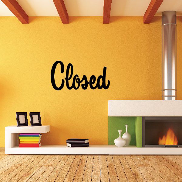 Black script "Closed" vinyl wall decal