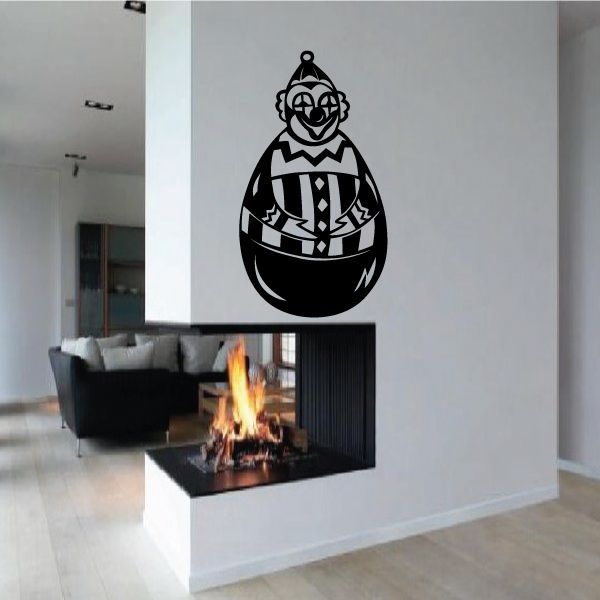 Clown Russian doll vinyl wall decal, black and white character design