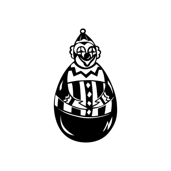 Black and white clown vinyl decal sticker in egg shape