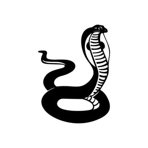 Cobra vinyl window decal sticker, black coiled serpent with raised hood