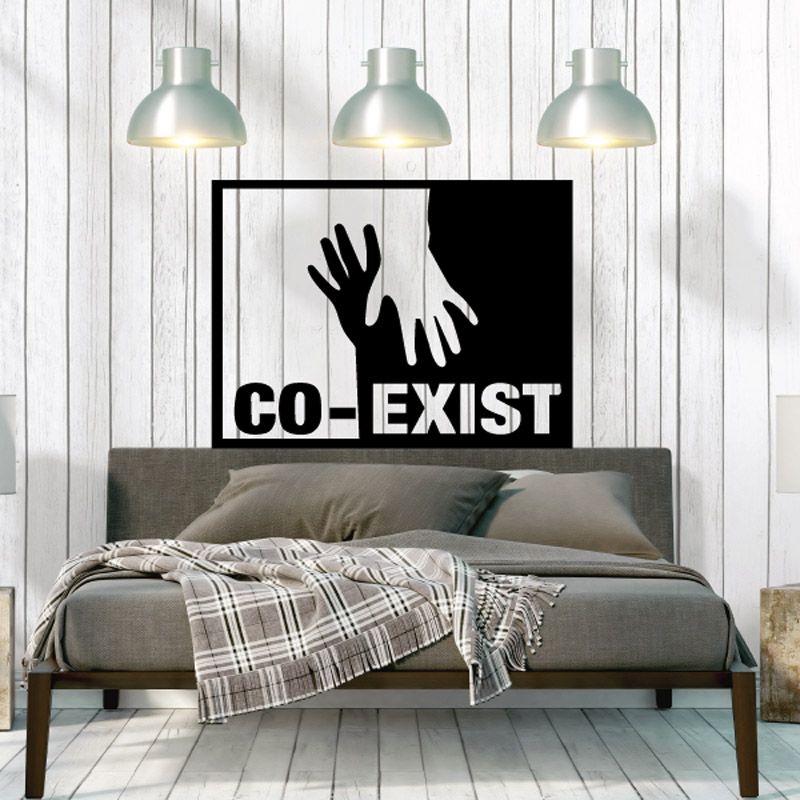 Coexist hands wall decal with black raised hands and CO-EXIST text