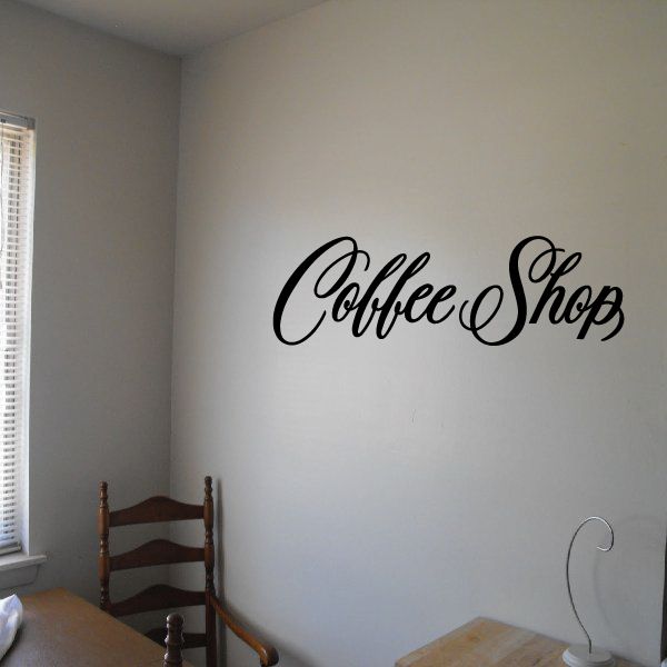 Coffee shop wall decal, black script 'Coffee Shop' lettering