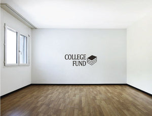 College Fund decal with bold text and graduation cap icon, dark lettering