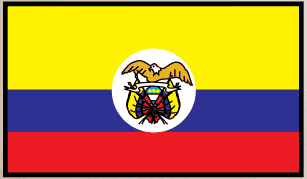 Colombia flag sticker with circular coat of arms emblem