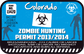 Colorado Zombie Hunting Permit Sticker with biohazard symbol and zombie hunter silhouettes
