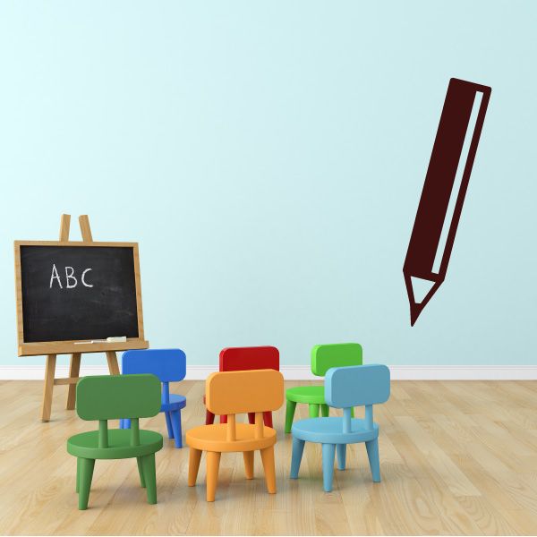 Red coloring pencil wall decal with pointed tip and outline
