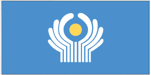 Comind states flag sticker with blue background, white hands, and yellow flame icon
