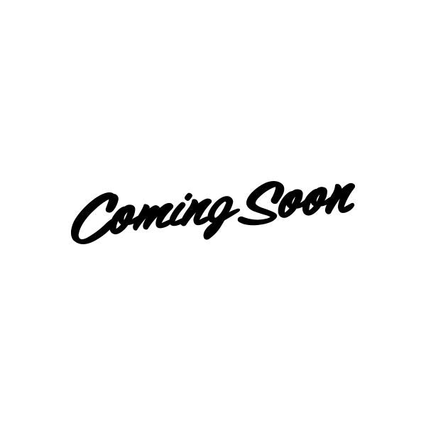 Vinyl text decal sticker with black “Coming Soon” script lettering