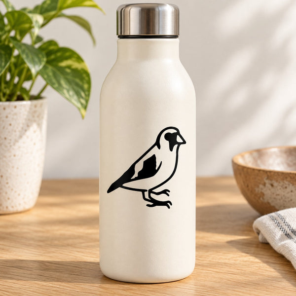 House sparrow bird decal: black house sparrow silhouette on light surface