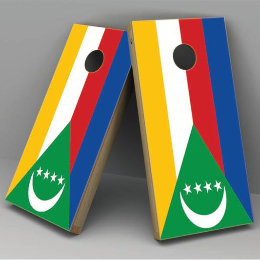 Comoros Flag Cornhole Board Vinyl Decal Wrap