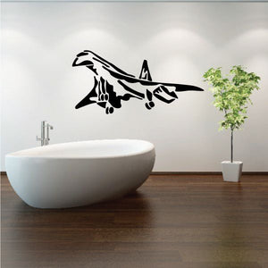 Black airliner wall decal, stylized jet profile