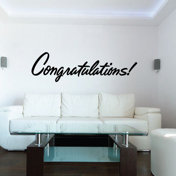 Congratulations! wall decal, black vinyl script lettering