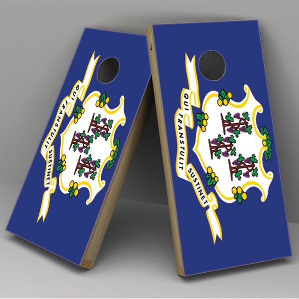 Connecticut Flag Cornhole Board Vinyl Decal Wrap