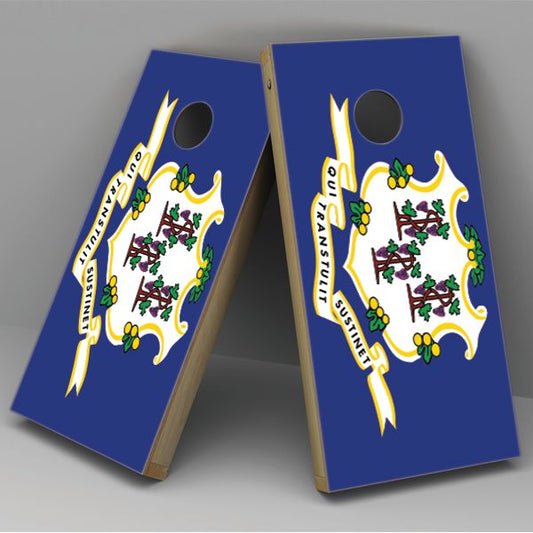 Connecticut Flag Cornhole Board Vinyl Decal Wrap