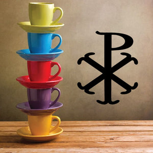 Black Constantinian cross vinyl decal with ornate X-shaped arms