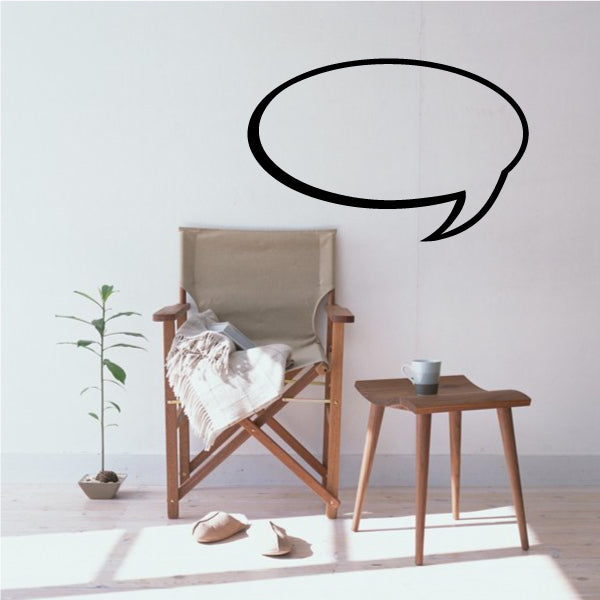 Black oval speech bubble wall decal with double-line outline