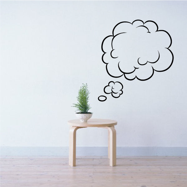 Cloud outline thought bubble wall decal with small puff bubble accents