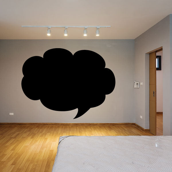 Scalloped cloud speech bubble wall decal, solid black