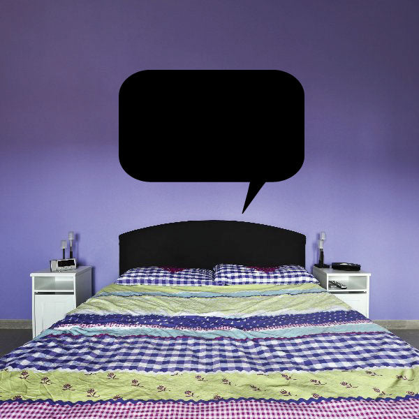 Black filled speech bubble decal with rounded rectangle body and pointed tail