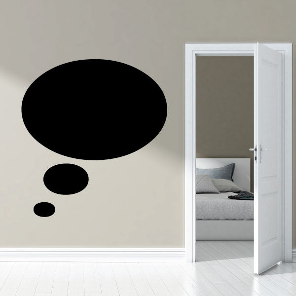 Large oval thought bubble wall decal set with black oval and three small dots