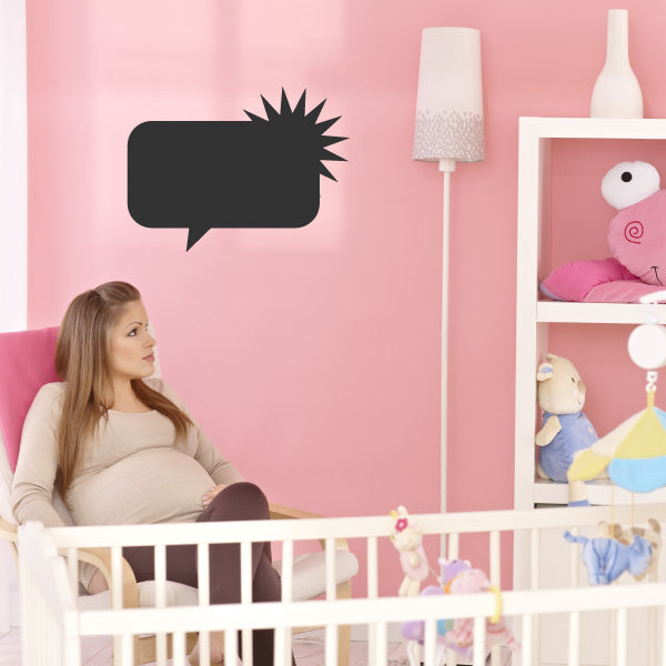 Black rounded speech bubble wall decal with spiky corner