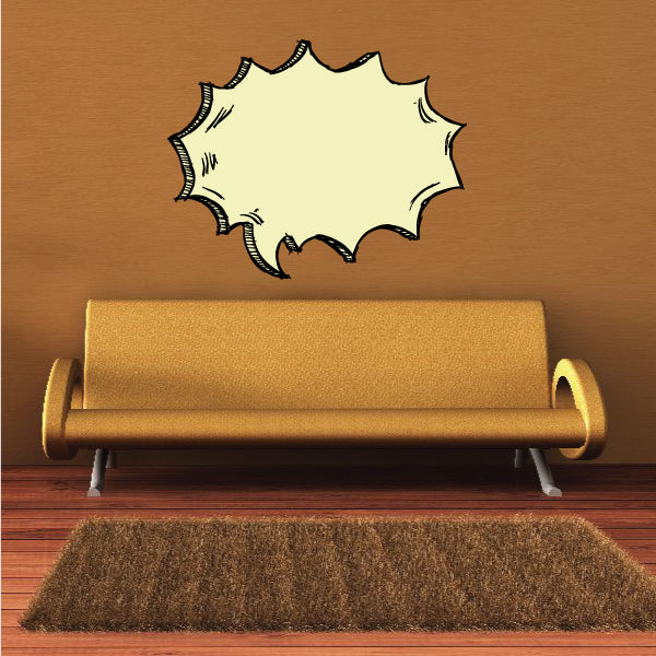 Pale yellow sketch burst speech bubble sticker with hand-drawn black outline