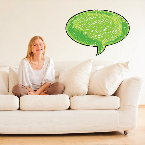 Green oval scribble speech bubble sticker