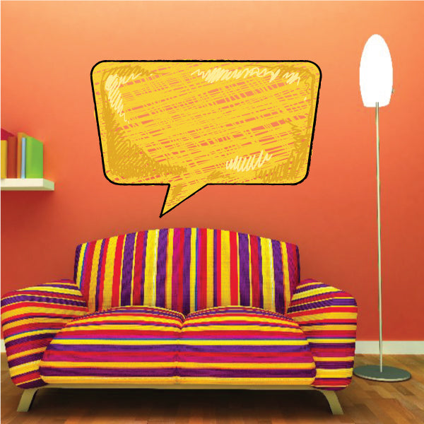 Yellow scribble speech bubble rectangle sticker with black outline