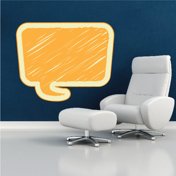 Orange sketch-style speech bubble sticker with white outline