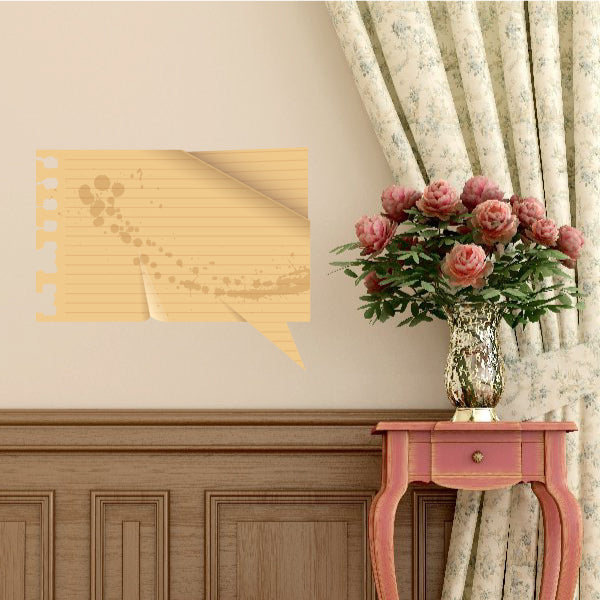 Golden speech bubble sticker with dotted trail accents for notebooks and journals