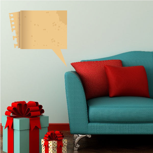 Square speech bubble sticker with golden speckled pattern