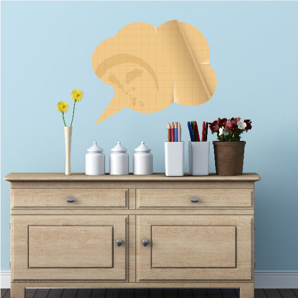 Golden grid thought bubble sticker with overlapping speech bubble shape