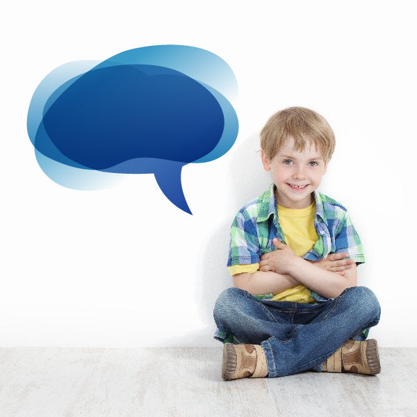 Layered blue speech bubble sticker