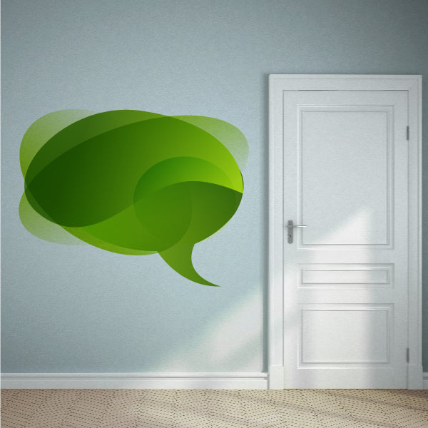 Layered green oval speech bubble sticker with stacked bubble tails