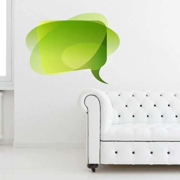 Layered lime green speech bubble sticker with transparent bubble layers