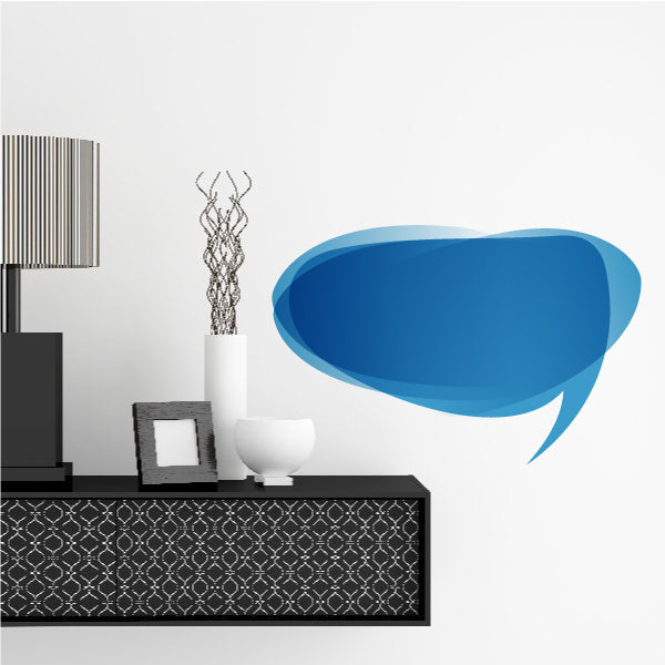 Layered blue oval speech bubble sticker with long tail