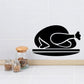 Black turkey meat silhouette decal with white outline on a long oval base