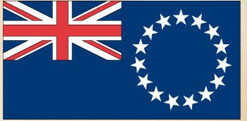 Cook Islands flag sticker with Union Jack corner and circle of stars on blue