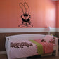 Rabbit decal wall sticker with black outline, standing bunny pose