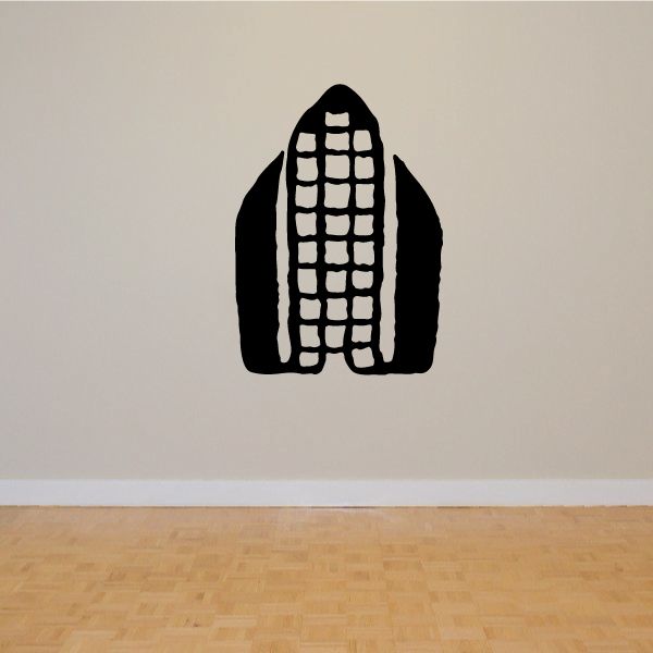 Corn maize wall decal, black corn cob silhouette with kernel grid